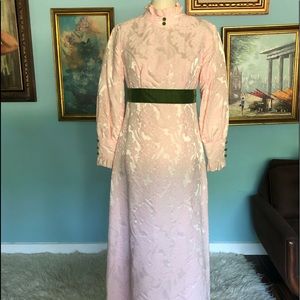 Vintage 1960’s Pink and Green full length dress